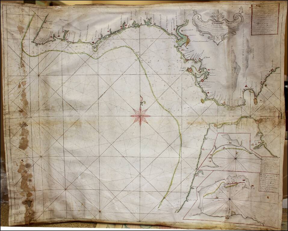 [Catalan Portolan Sea Chart] Descripcion de la Costa de España Portugal y Parte de la Barbaria contiene la sonda con la calidad de Fondo segun se a Podida y moestiear Advartencia . . . Sacado de su original en la Havana 1776