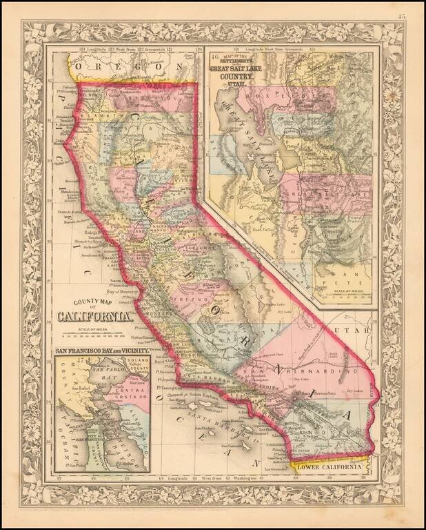 County Map of the State of California  (with Large inset of Great Salt Lake Country)