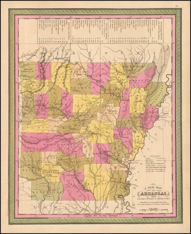 A New Map of Arkansas with its Canals Roads & Distances . . .1847