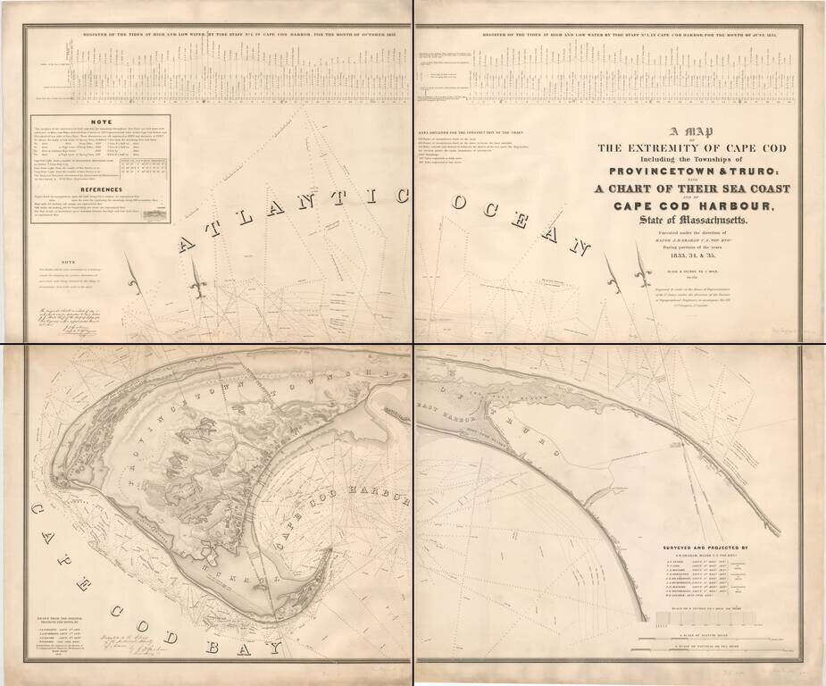 A Map of The Extremity of Cape Cod Including the Townships of Provincetown, Truro: with A Chart of Their Sea Coast and of Cape Cod Harbour, State of Massachusetts. Executed under the Direction of Major J.D. Graham U.S. Top. Engr. During portions of the ye