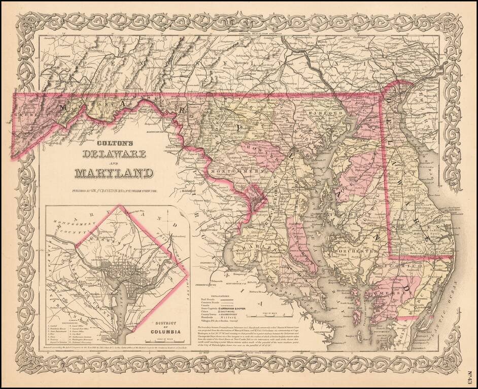 Delaware and Maryland [with large District of Columbia Inset]