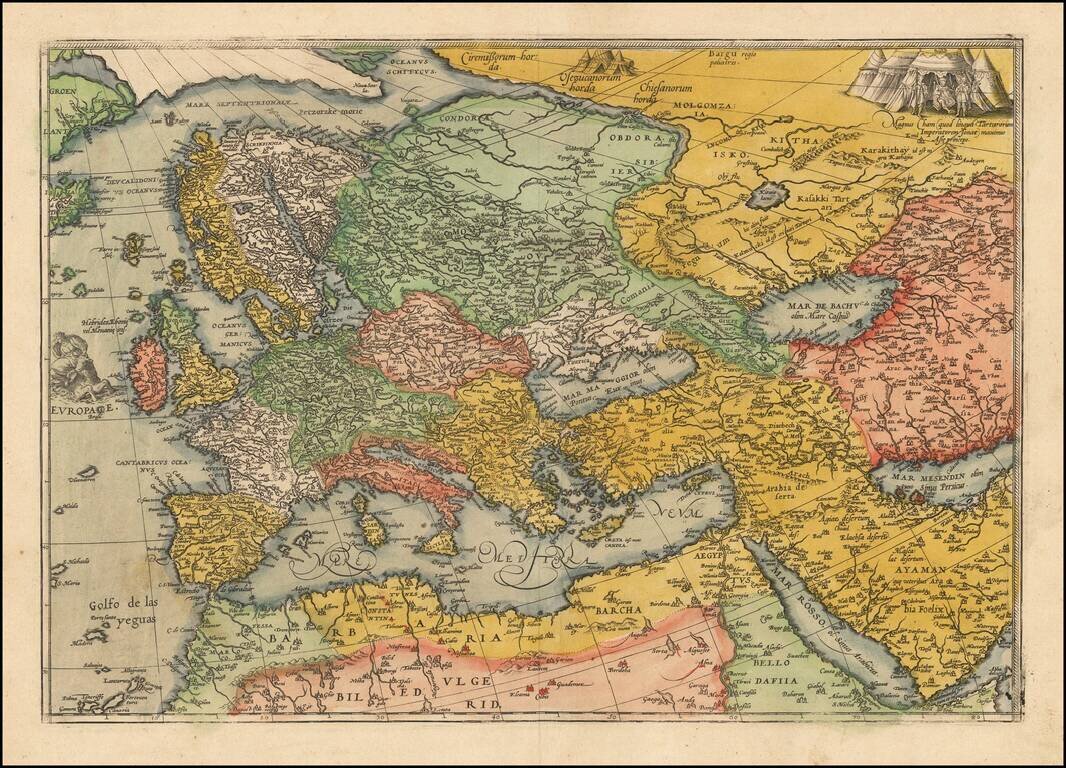 Europae (with Ottoman and Persian Empires -- Section From Unknown Wall Map?)