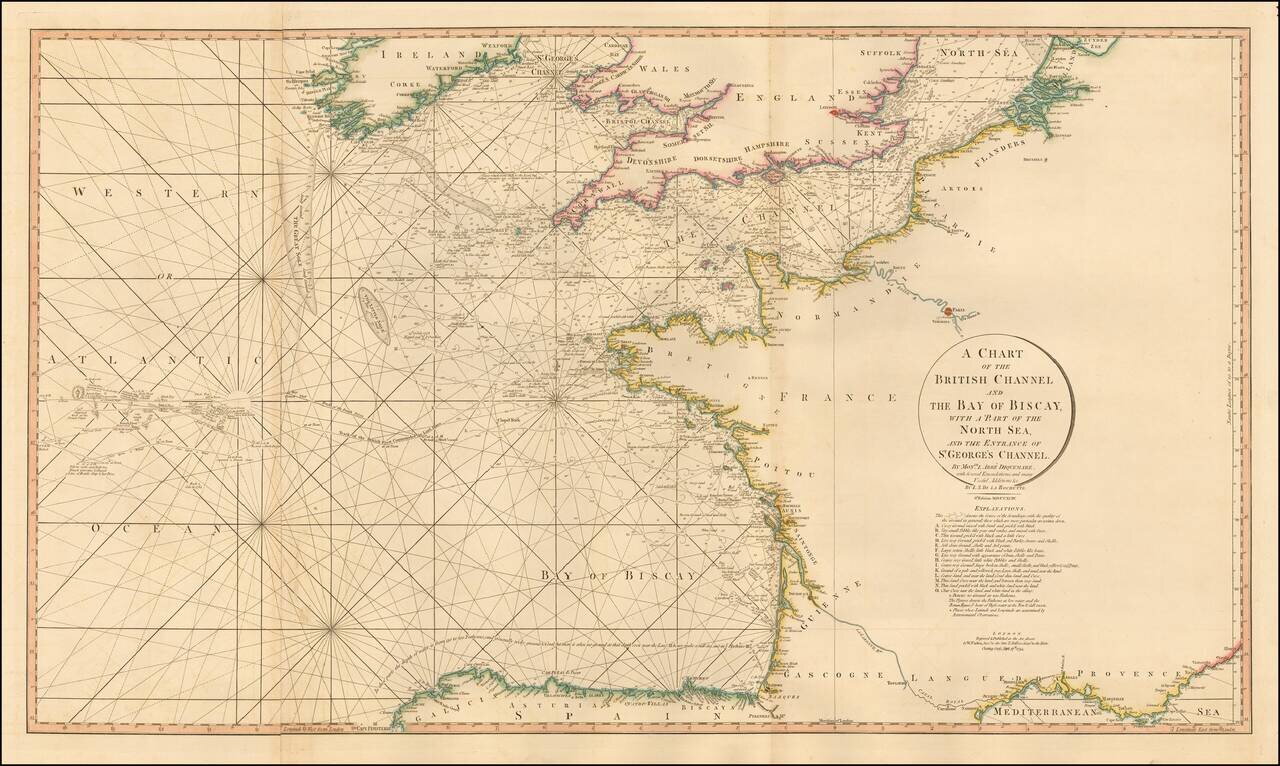 A Chart of the British Channel And The Bay of Biscay, with a Part of the North Sea, and the Entrance of St. George's Channel . . . MCCXCIV