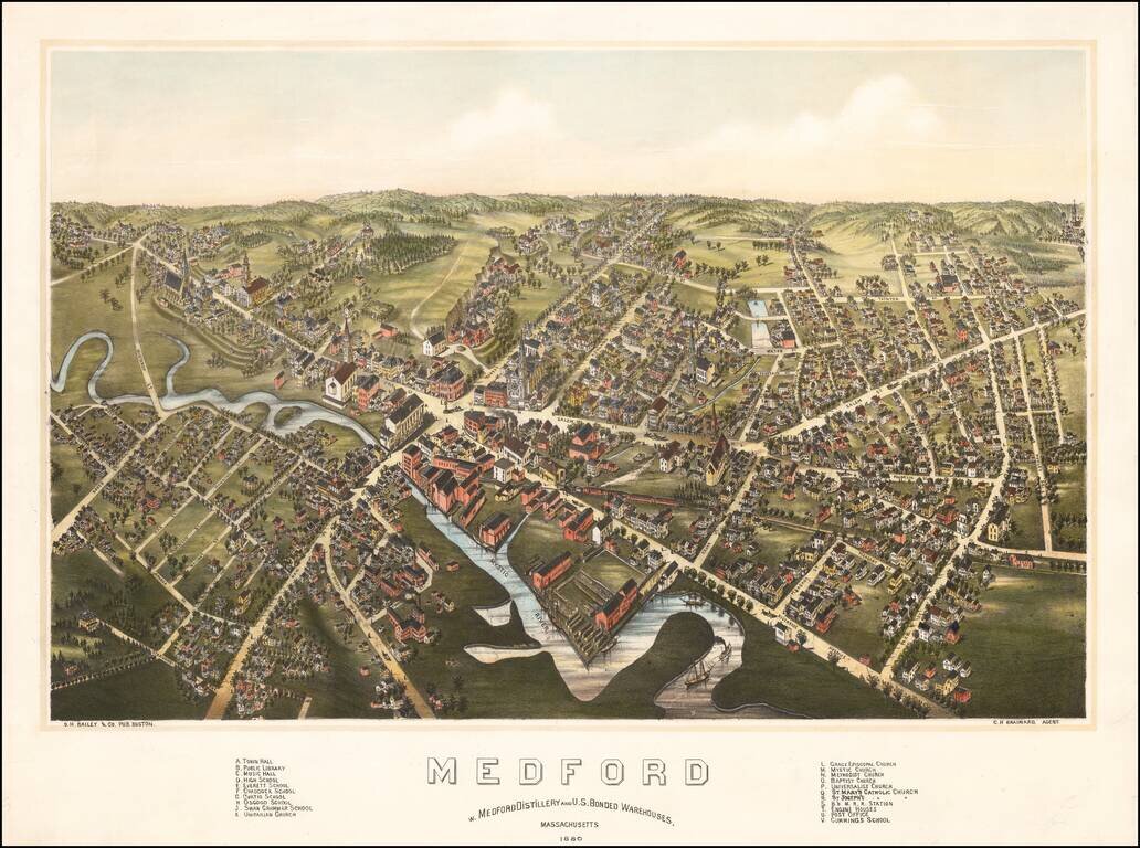 Medford  W. Medford Distillery and U.S. Bonded Warehouses.  Massachusetts 1880