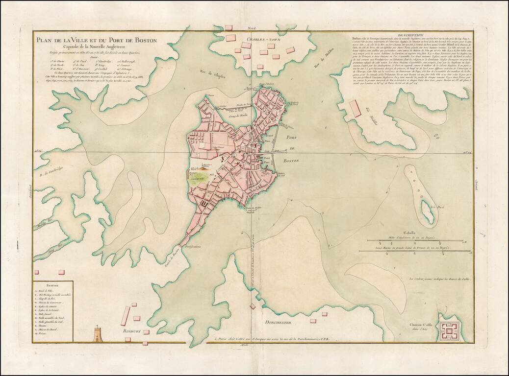 Plan de la Ville et Du Port de Boston Capitale de la Nouvelle Angleterre
