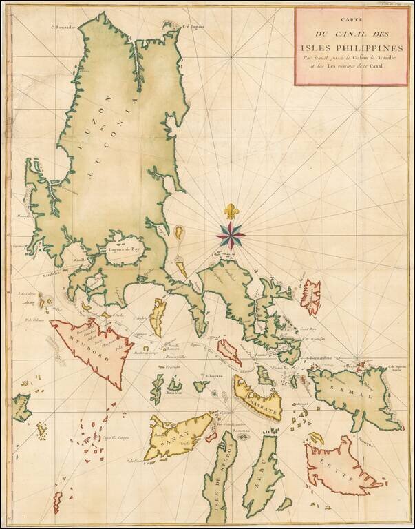 Carte du Canal des Isles Philippines Par leque passe le Galion de Manille. Et les Iles voisines de ce canal.