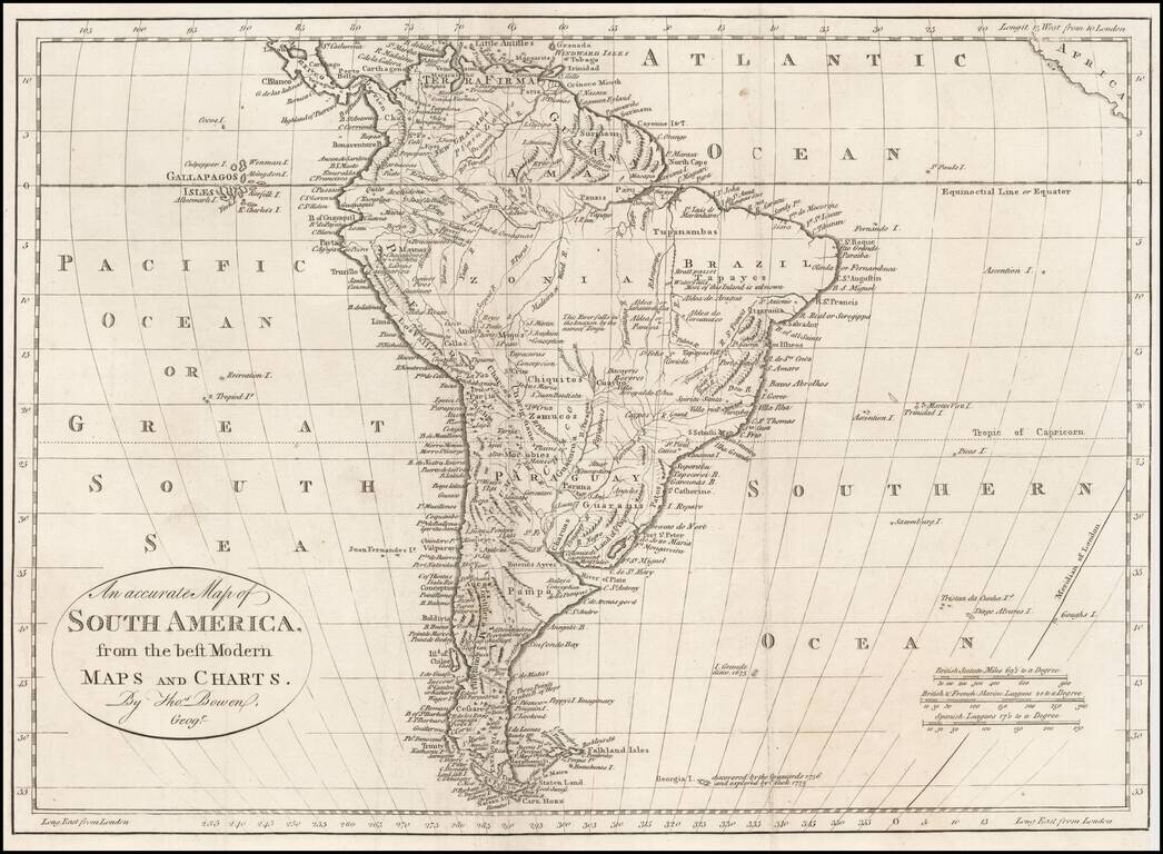An accurate Map of South America, from the best Modern Maps and Charts. . .
