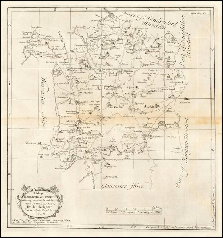 A Map of Barlichway Hundred. Reduc'd from an Actual Survey
made in the Year 1725 by Hen. Beighton Fellow of the Royal Society 1729