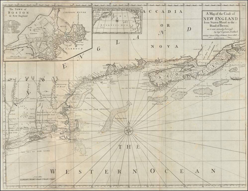 A Map of the Coast of New England from Staten Island to the Island of Breton, as it was actually Surveyed by Captain Cyprian Southack