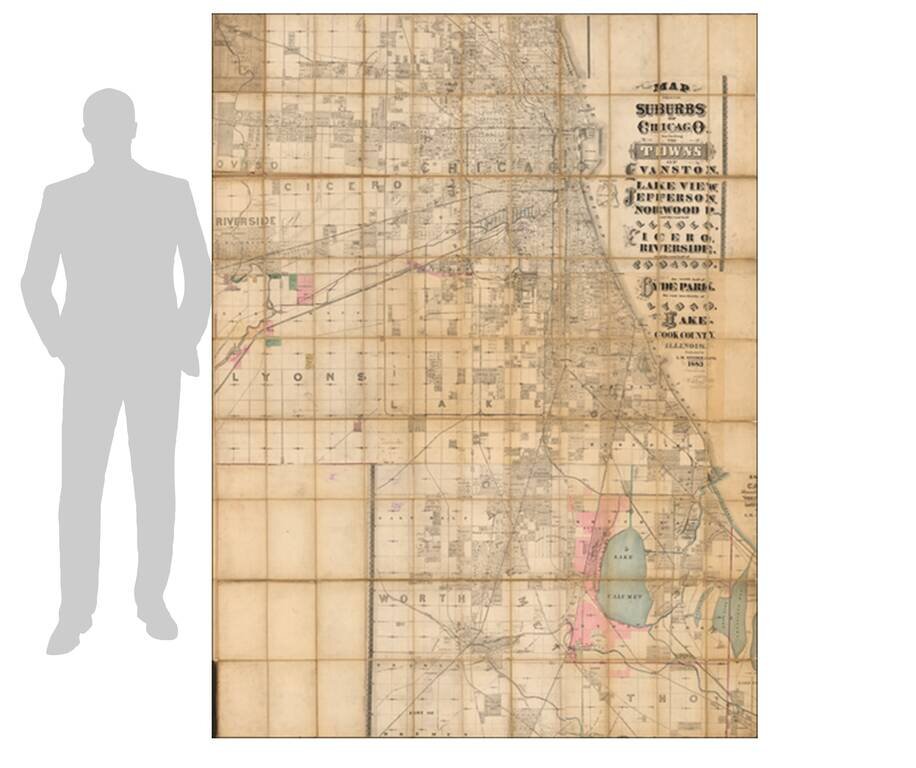 Real Estate Map of the Adjacent Suburbs of Chicago Including The Towns of Evanston, Lake View, Jefferson, Norwood Park, and the east half of Leyden, Cicero, Riverside, and the east half of Proviso, the north half of Hyde Park, the east two thirds of Lyons
