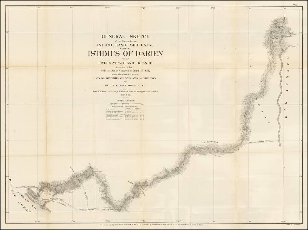 General Sketch of the Survey for an Interoceanic Ship Canal near the Isthmus of Darien via the Rivers Atrato and Truando made in accordance with the Act of Congress of March 3rd 1857 . . .