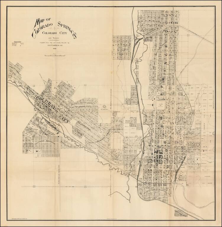 Map of Colorado Springs Colorado City and Vicinity -- Compiled from City and Cunty Records by E.R. Warren, C.E.  1889