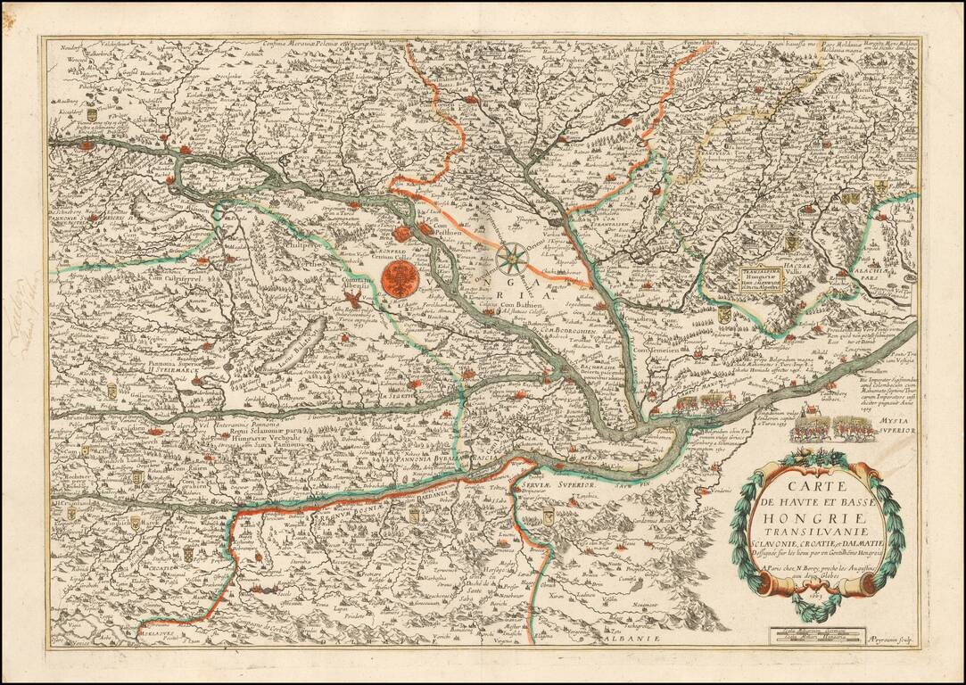 Carte de Haute et Basse Hongrie Transilvanie Sclavonie, Croatie, et Dalmatie Dessigneee sur les lieux par un Gentilhome Hongrois . . . 1663