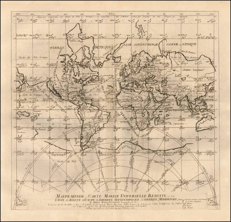 Mappemonde ou Carte Marine Universelle Reduite, ou sont L'Asie,, L'Afrique, L'Europe, L'Amerique Septentrionale, L'Amerique Meridionale, Partie des Terres Arctiques et Ant'Arctiques . . . 1695