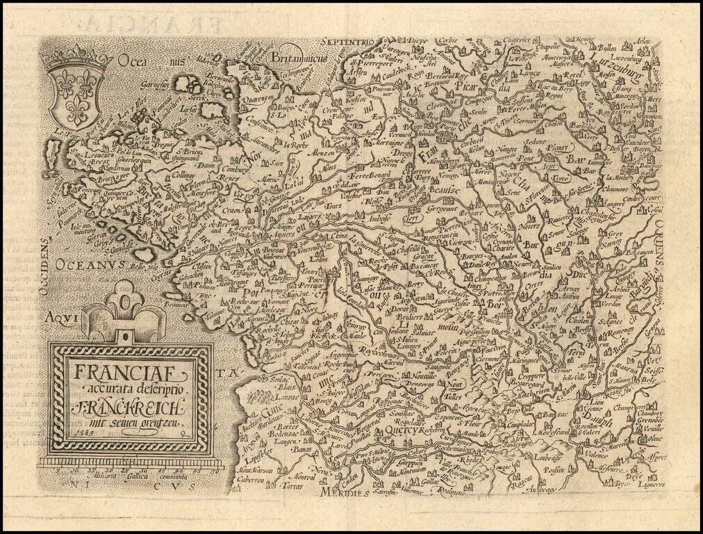 Franciae accurata descriptio.  Franckreich mit semen grentzen.  1589