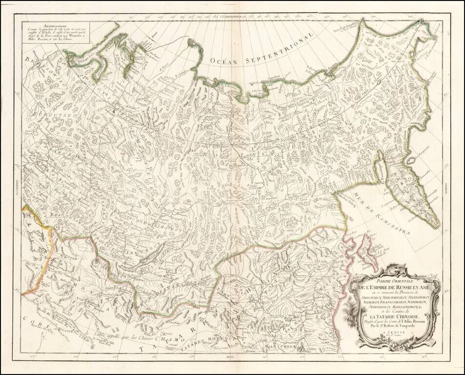 Partie Orientale De L'Empire De Russie En Asie…Provinces de Jakuckskoy,Nerckzinskoy, Selinginskoy, Ilimskoy, Krasnojarkoy, Narimskoy, Jenisseiskoy,Mangajeiskoy, &c…Tartarie…