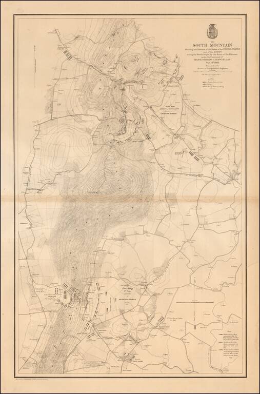 South Mountain showing the positions of the forces of the United States and the enemy during the battle fought by the Army of the Potomac under the command of Major General G. B. McClellan, Sept. 14th 1862
