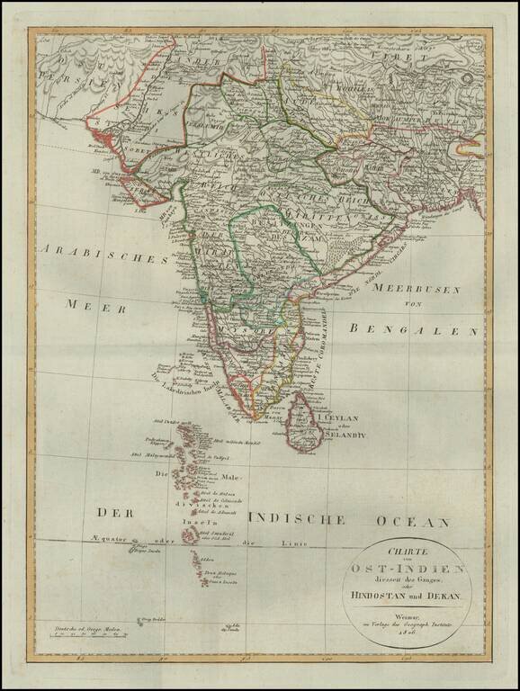 Charte von Ost-Indien diesseit des Ganges oder Hindostan und Dekan . . . 1806