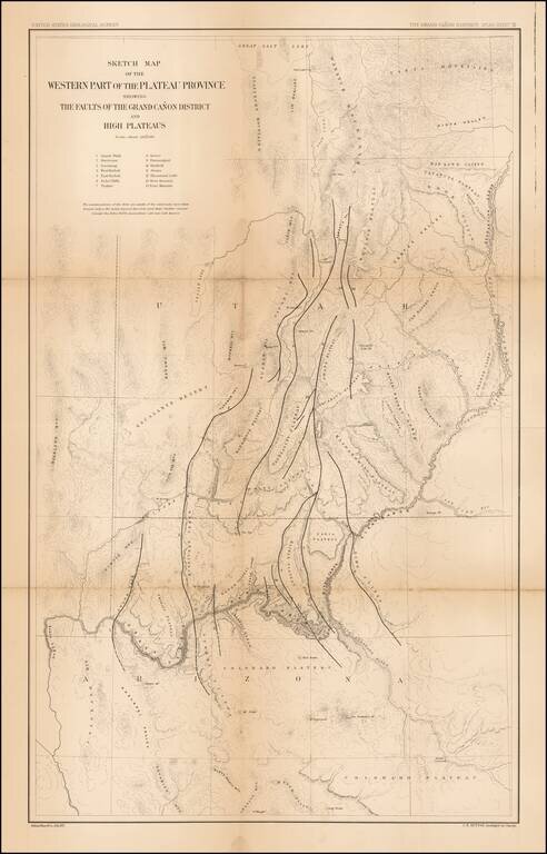 Sketch Map of the Western Part of the Plateau Province Showing the Faults of the Grand Cañon District and High Plateaus