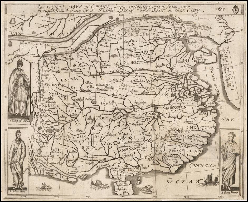 An Exact Mapp of China, being faithfully Copied from one brought from Peking by a Father Lately resident in that Citty.  1655