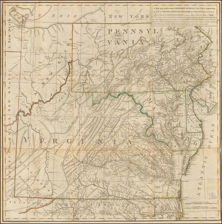 Notes on the State of Virginia [with the map:] A Map of the country between Albemarle Sound, and Lake Erie, comprehending the whole of Virginia, Maryland, Delaware, and Pensylvania, with parts of several other of the United States of America. Engraved for