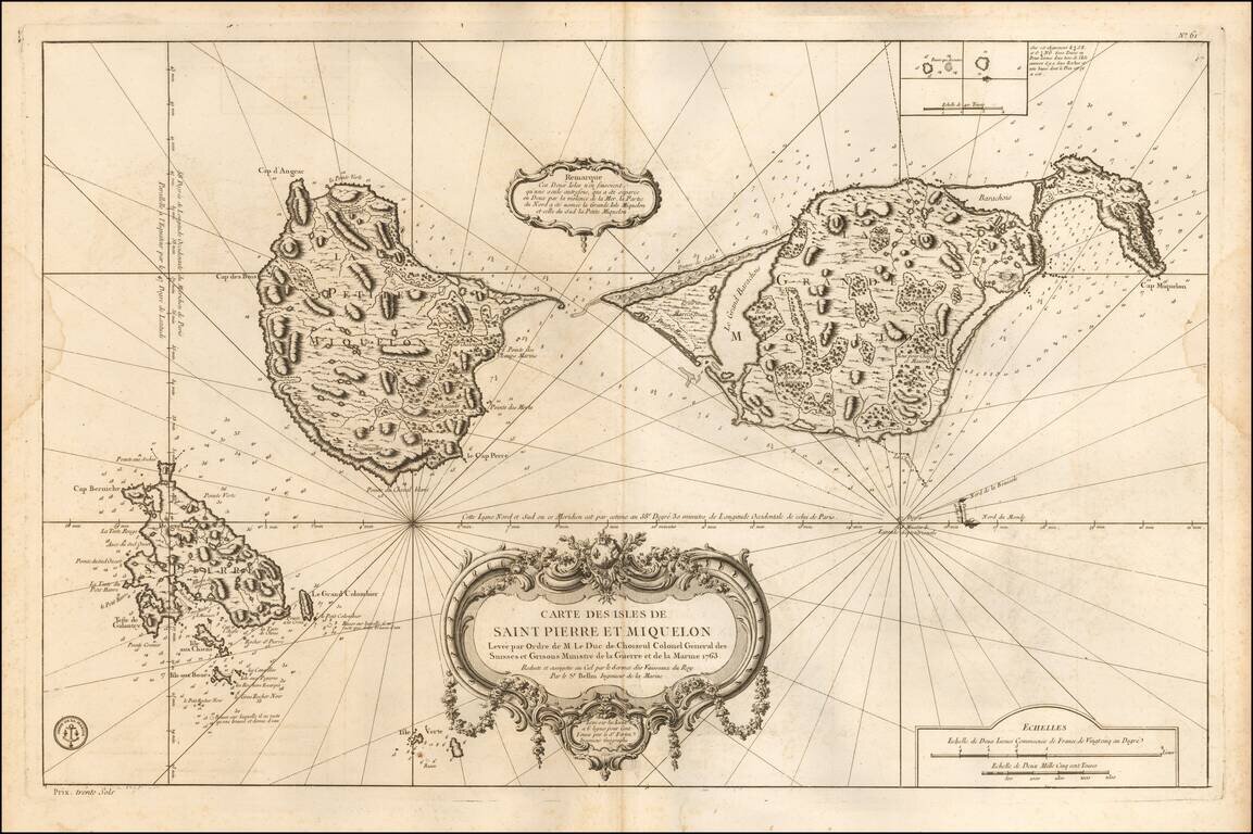 Carte Des Isles De Saint Pierre et Miquelon Levee par Ordre de M. Le Duc de Choiseul . . . 1763