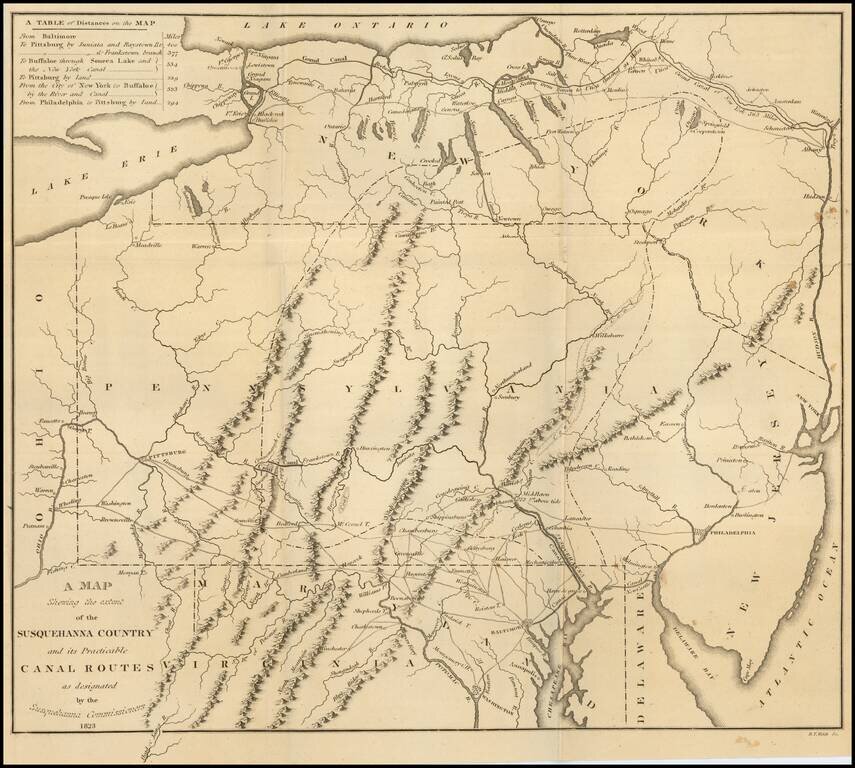 A Map Shewing the extent of the Susquehanna Country and its Practicable Canal Routes as designated by the Susquehanna Commissioners  (with  Report By The Maryland Commissioners on A Proposed Canal From Baltimore To Conewago)