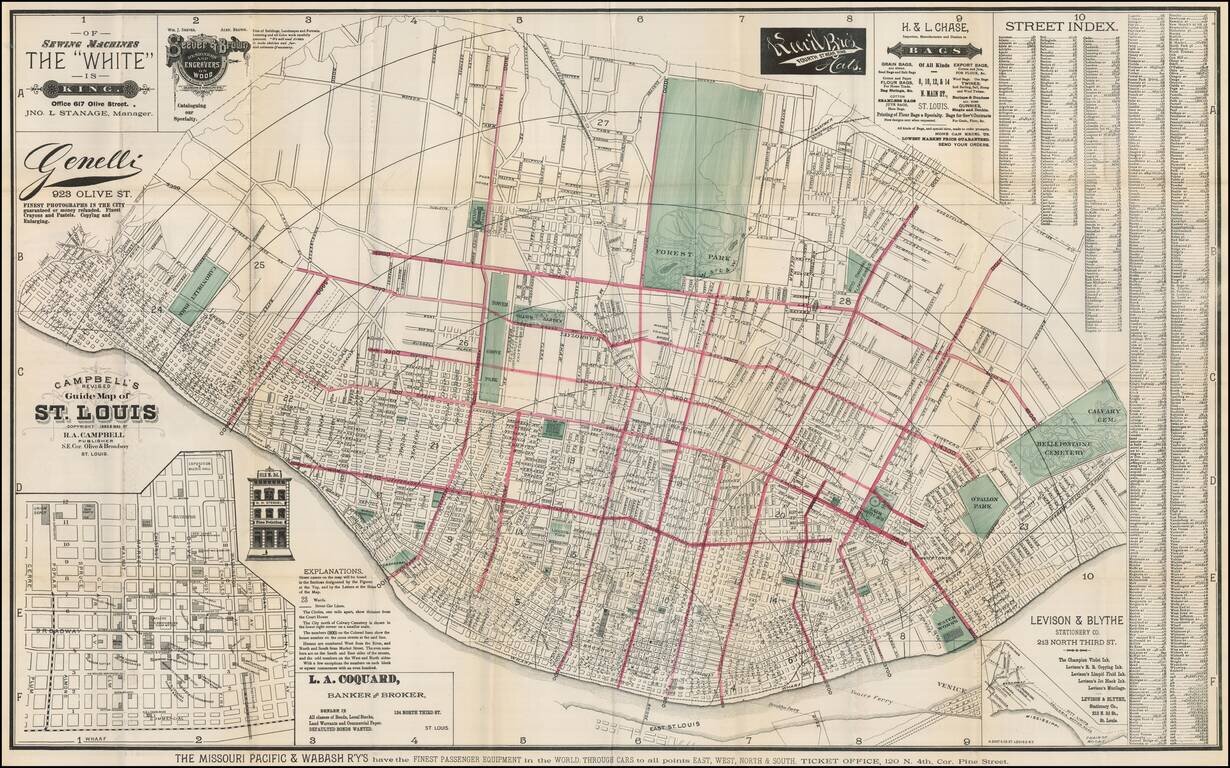 Campbell's Revised Guide Map of St. Louis  Copyright 1882 & 1883 . . .