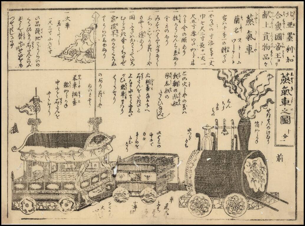 (Commodore Perry) [Illustration of the Steam Locomotive.] [Jokisha no zu]