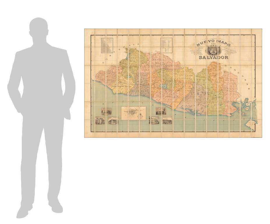 Nuevo Mapa Del Salvador Levantado por disposicion y bajo los auspicios del Supremo Gobierno por los Ingenieros Doctores Don Santiago I Barberena y Don Jose E. Alcaine de la Universidad de San Salvador 1892 - 1905