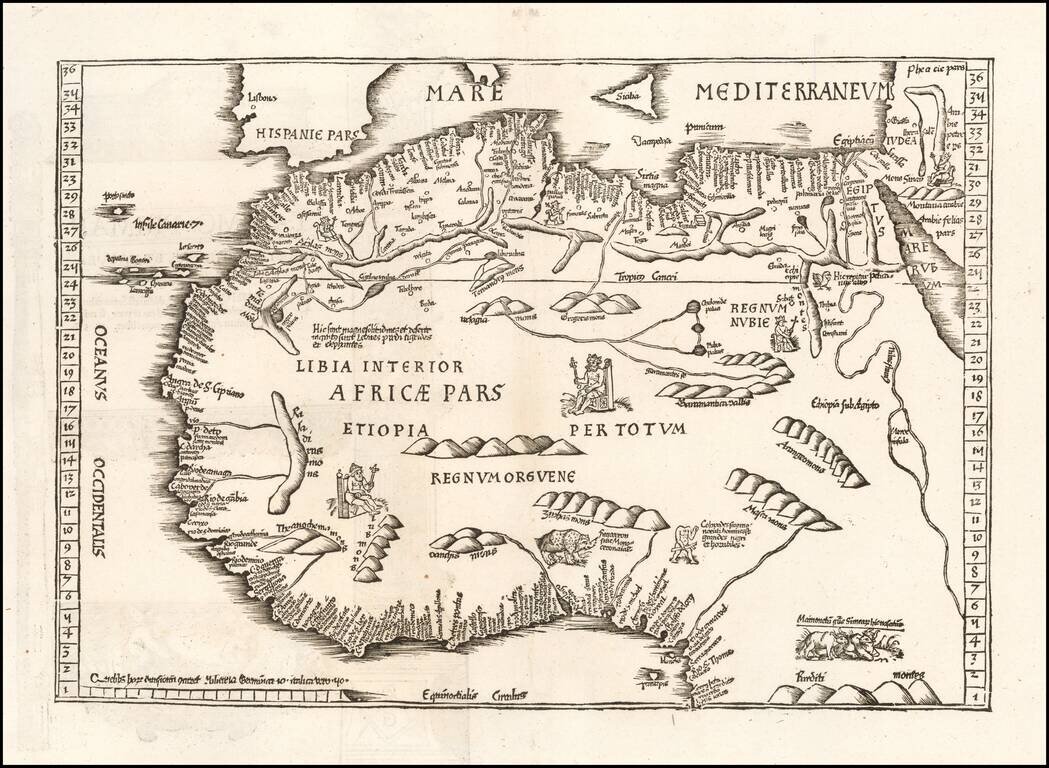 Tab. Mo. Primae Partis Aphricae et Tabula Secunde partis Aphricae. [Verso title.]