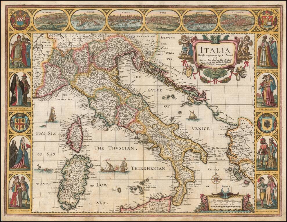 Italia Newly augmented by I. Speed and Are to bee Sold in Pops-head aley by George Humble 1626.
