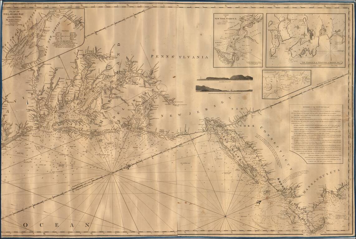 [Right sheet only of: A New Chart of America Florida to New York with the Principal Harbours on a Large Scale, Drawn from the latest Authorities, by Robt Blachford. 1807.]