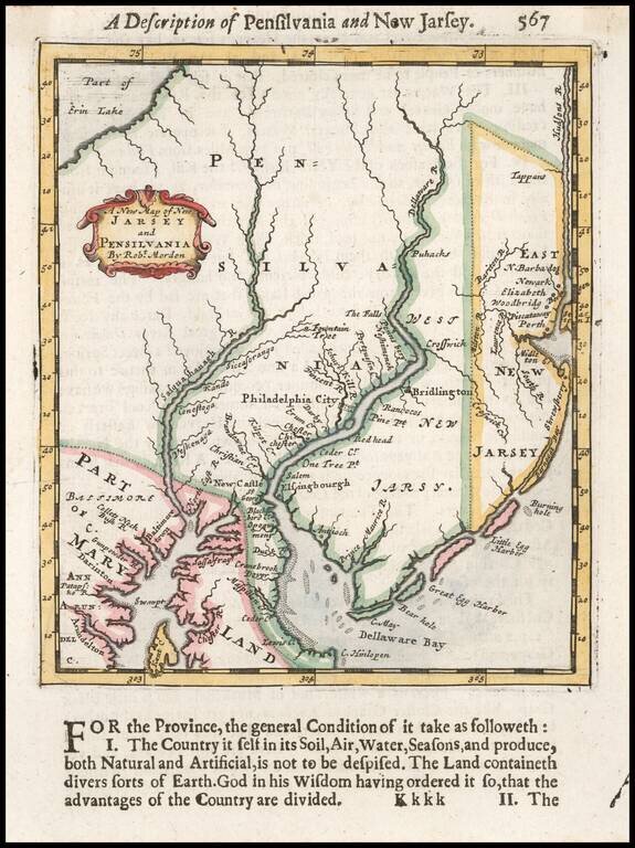 A New Map of New Jarsey and Pensilvania