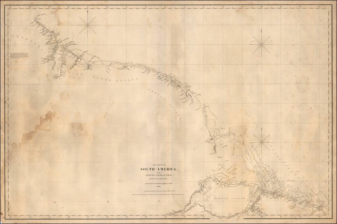The coast of South America, from latitude 2° south to 9° north, long. 45° to 61° west. Drawn & engraved by Charles Copley, under the direction of George W. Blunt.  . . . 1848