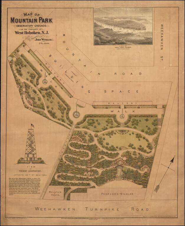 Map of Mountain Park Observatory Grounds in the Township of West Hoboken, N.J. The Property of John Winkler.