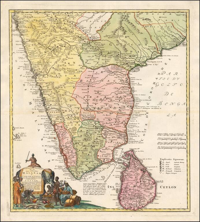 Peninsula Indiae citra Gangem Hoc est Orae celeberrimae Malabar & Coromandel Cum adjacente Insula non minums celebratissima Ceylon . . . MDCCXXXIII