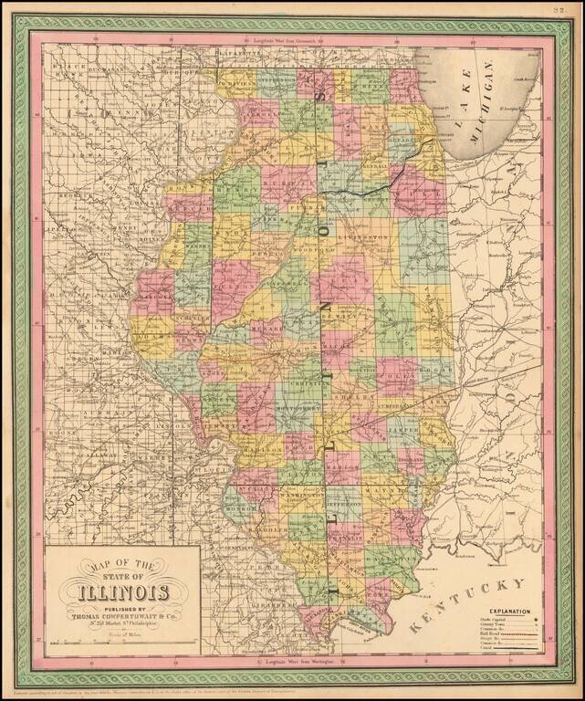 A New Map of The State of Illiniois: Published By Thomas, Cowperthwait Co.
