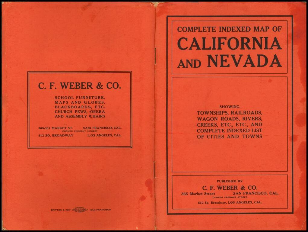Webers Township and County Map of California and Nevada Compiled From The Latest Official Data . . . 1910