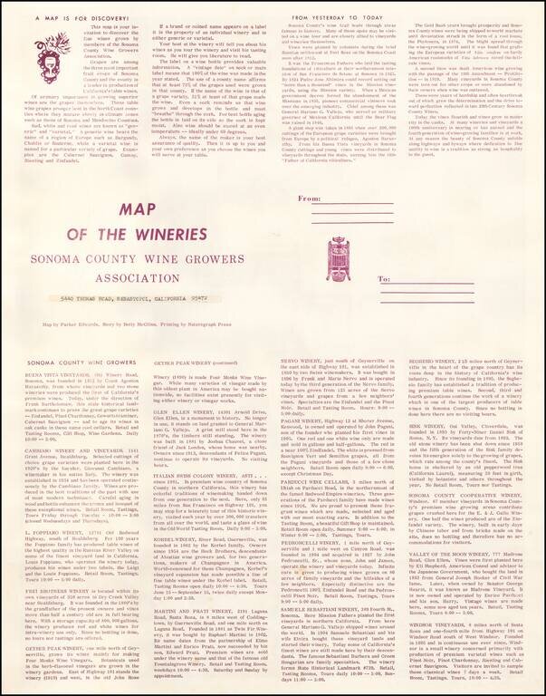 Map of the Wineries Sonoma County Wine Growers Association