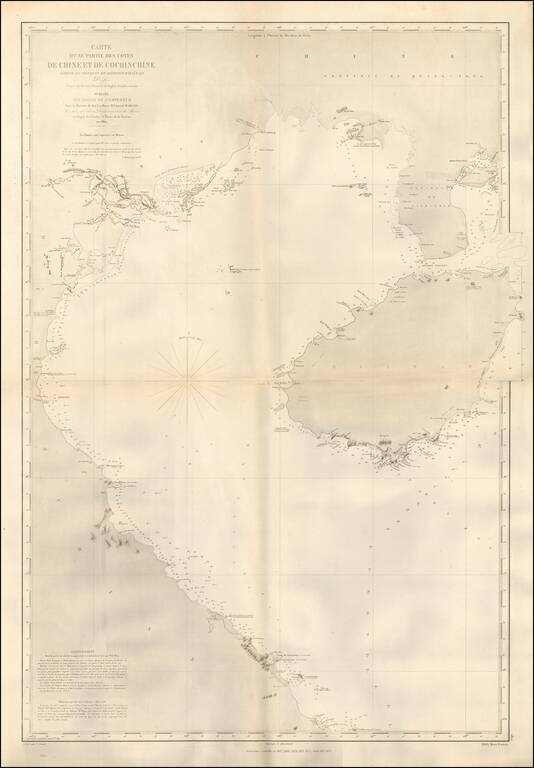 Carte D'Une Partie Des Cotes De Chine et de Cochinchine (Golfe du Tonquin et Detroit d'Hainan) Dressee d'Apres les Travaux Francais et Anglais les plus recents . . . 1860 (with extensive Manuscript Additions around Hai Phong)