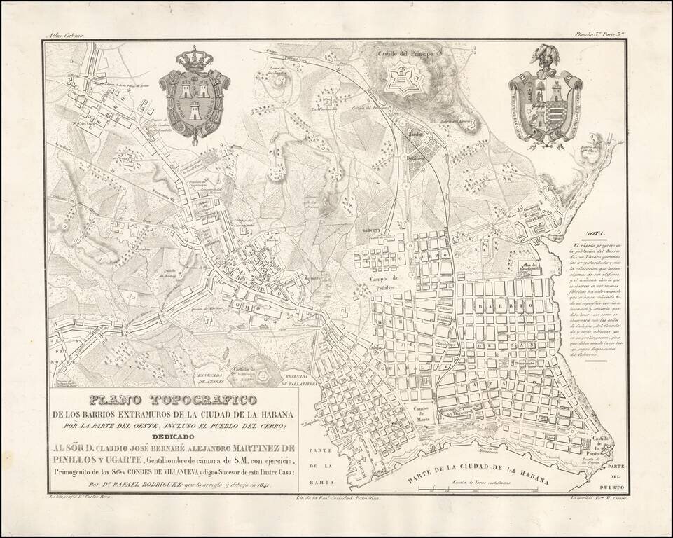 Plano Topografico de los Barrios Extamuros de la Ciudad de la Habana por la parte del Oeste, Incluso el Pueblo del Cerro . . . 1841