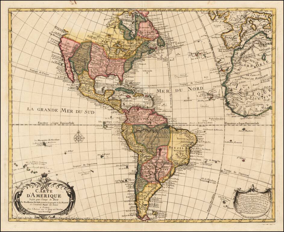 Carte D'Amerique dressee poour l'usage du Roay . . . .1730