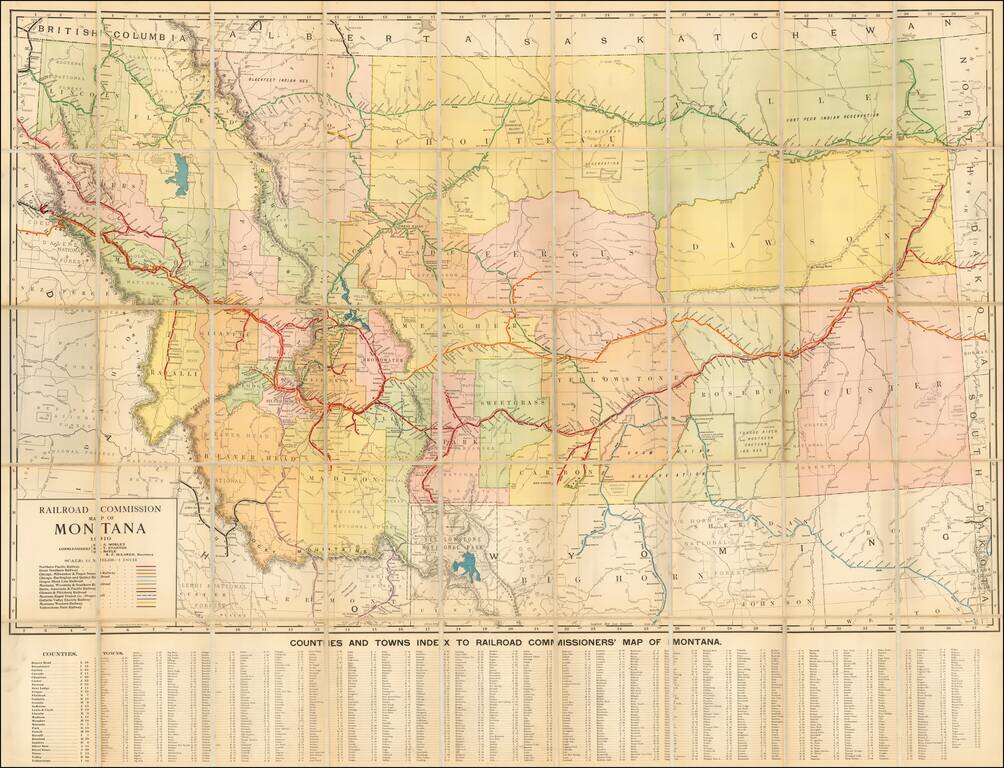 Railroad Commission Map of Montana  1910. . . (Case Map)