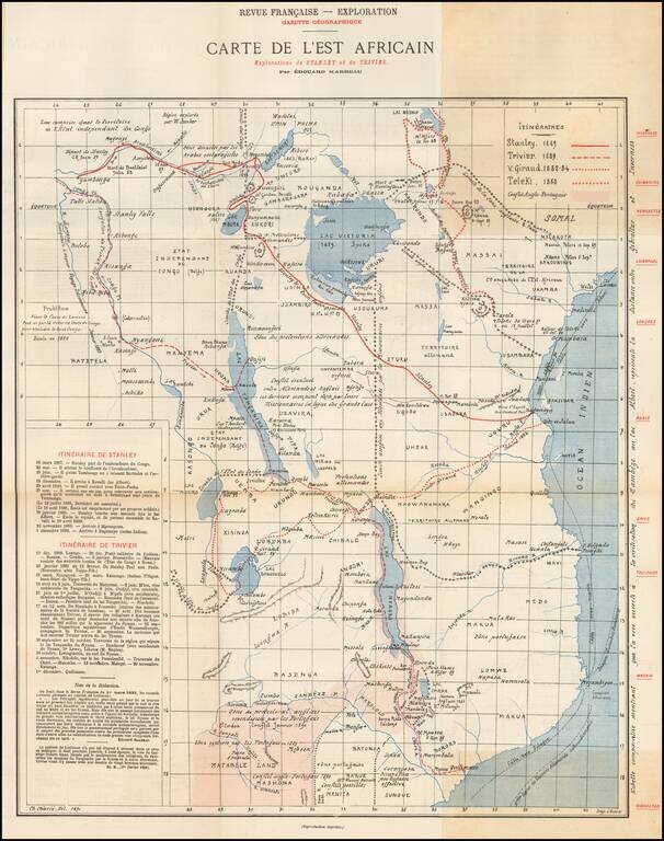 Carte de L'Est Africain Explorations de Stanley et de Trivier . . .