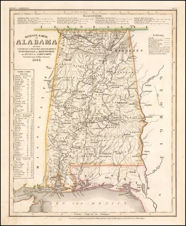 Neueste Karte von Alabama . . . 1845