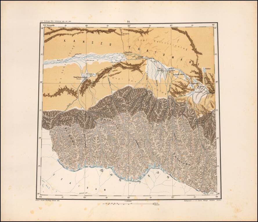Atlasz Grof Szechenyi Bela Kelet-Azsiai Utjahoz 1877-1880.  Kreitner Gusztav cs. k. fohadnagynak, az exeditio tagjanak eredeti folvetele Foldrajzi Resz. 17 lap.  Loczy Lajosnak az exeditio tagjanak, geologiai terkepe.  15 lap.