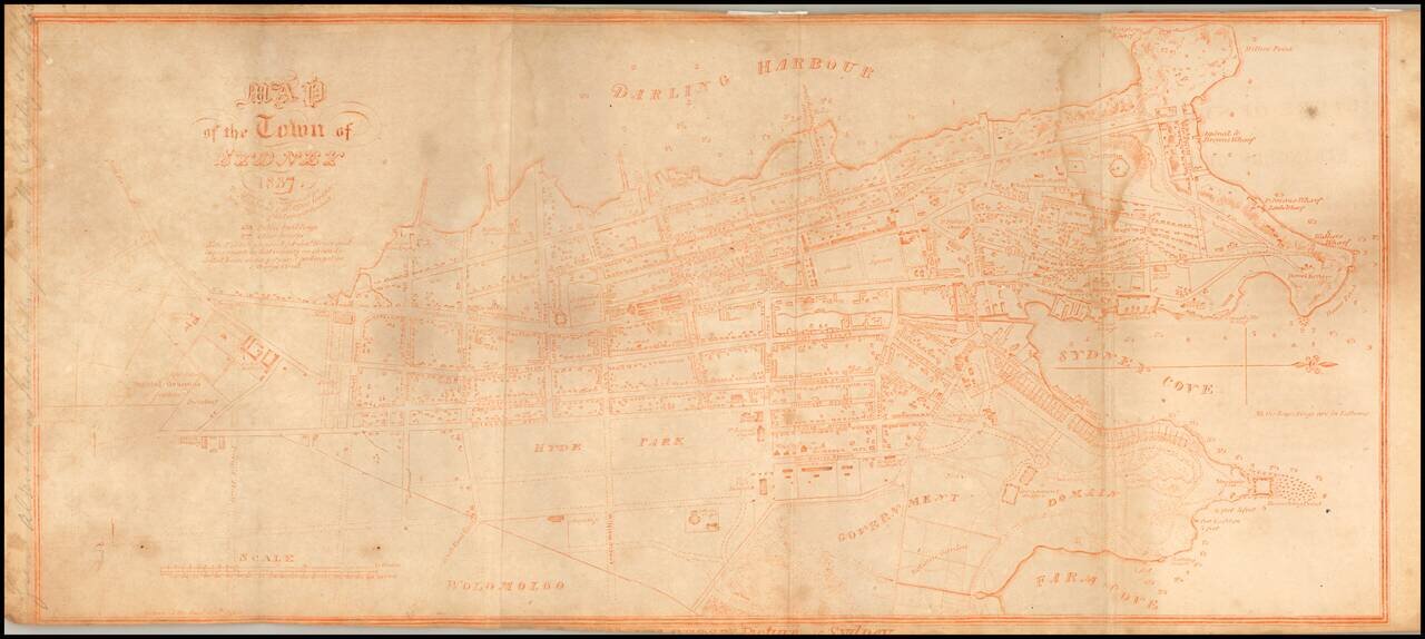 Map of the  Town of Sydney 1837.  Drawn & Engraved for The N.S.W. Genl. Post Office Directory by permission of the Surveyor General