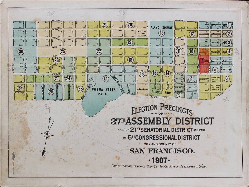 Election Precincts of 37th Assembly District Part of 21st Senatorial District and Part of 5th Congressional District City and County of San Francisco 1907