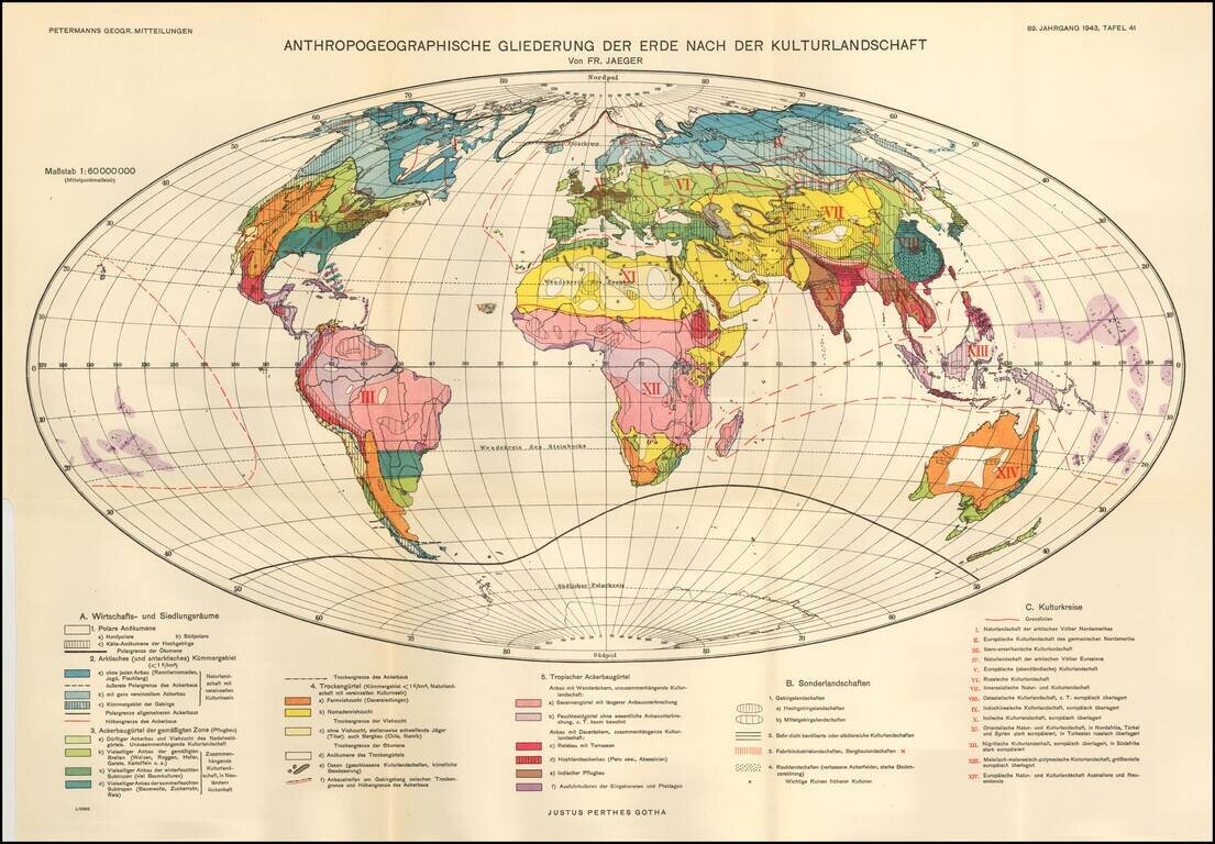 Anthropogeographische Gliederung Der Erde Nach Der Kulturlandschaft  (Anthropogeographic Outline of the Earth After the Cultural Landscape)